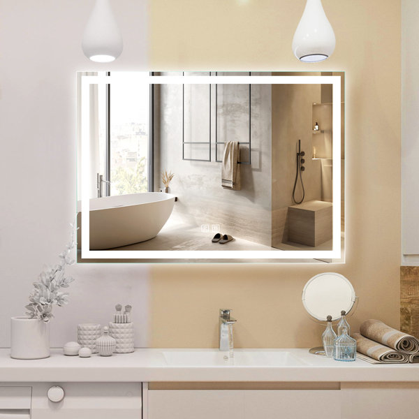 Orren Ellis LED Bathroom Mirror Dimmable Vanity Mirror Anti Fog